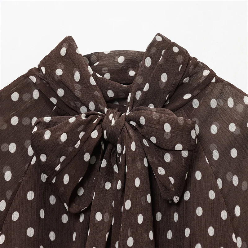 مثير شعبية القوس نقطة قميص المرأة أزياء عارضة بلوزة مخططة مع القوس بالتفصيل للمكتب والحفلات ارتداء #4