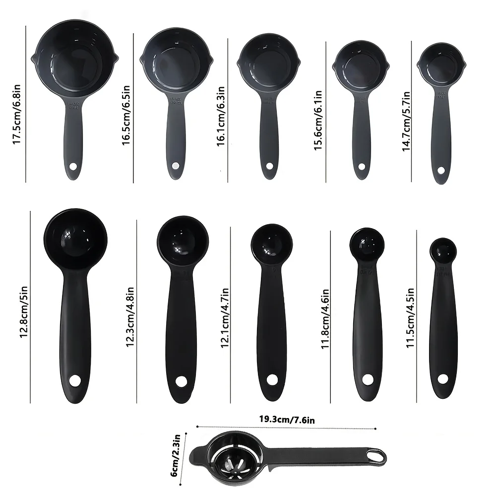 11pcs Plastic Measuring Cups&Egg Yolk Separator Divider,Stackable Measuring Tool for Liquid & Dry, Kitchen Gadget for Cooking