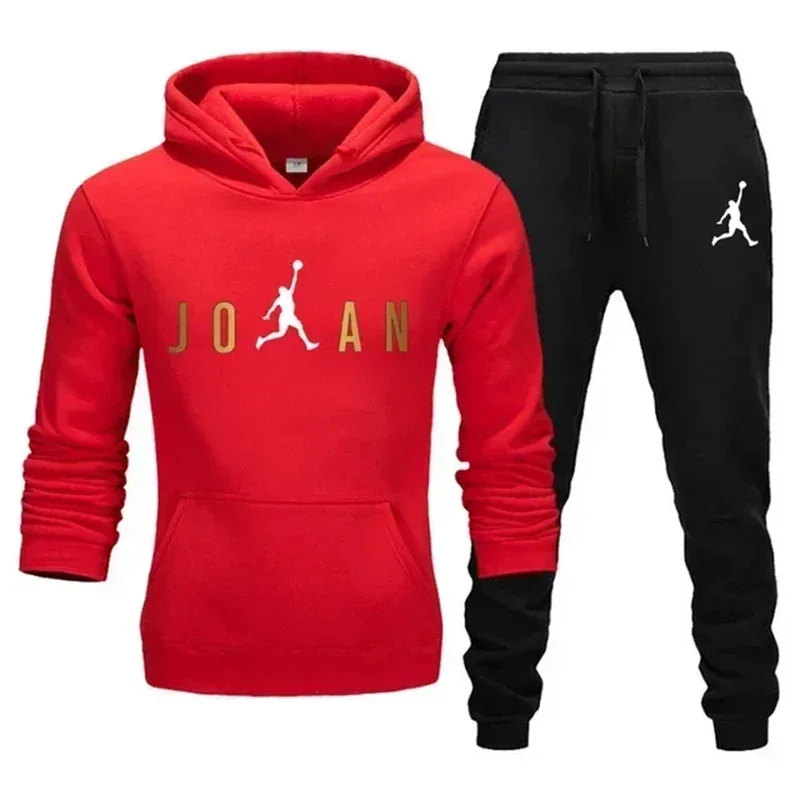 Outono e inverno moda masculina e feminina conjunto de roupas esportivas casuais ao ar livre fitness jogging hoodie + calças cintura elástica 2 conjuntos