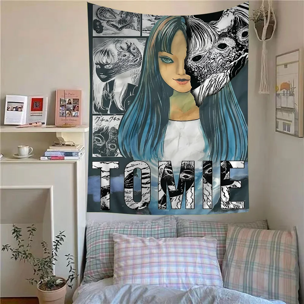 Horror Anime Tomie Junji Ito Hippie Wall Hanging Tapestries Bohemian Wall Tapestries Mandala INS Home Decor