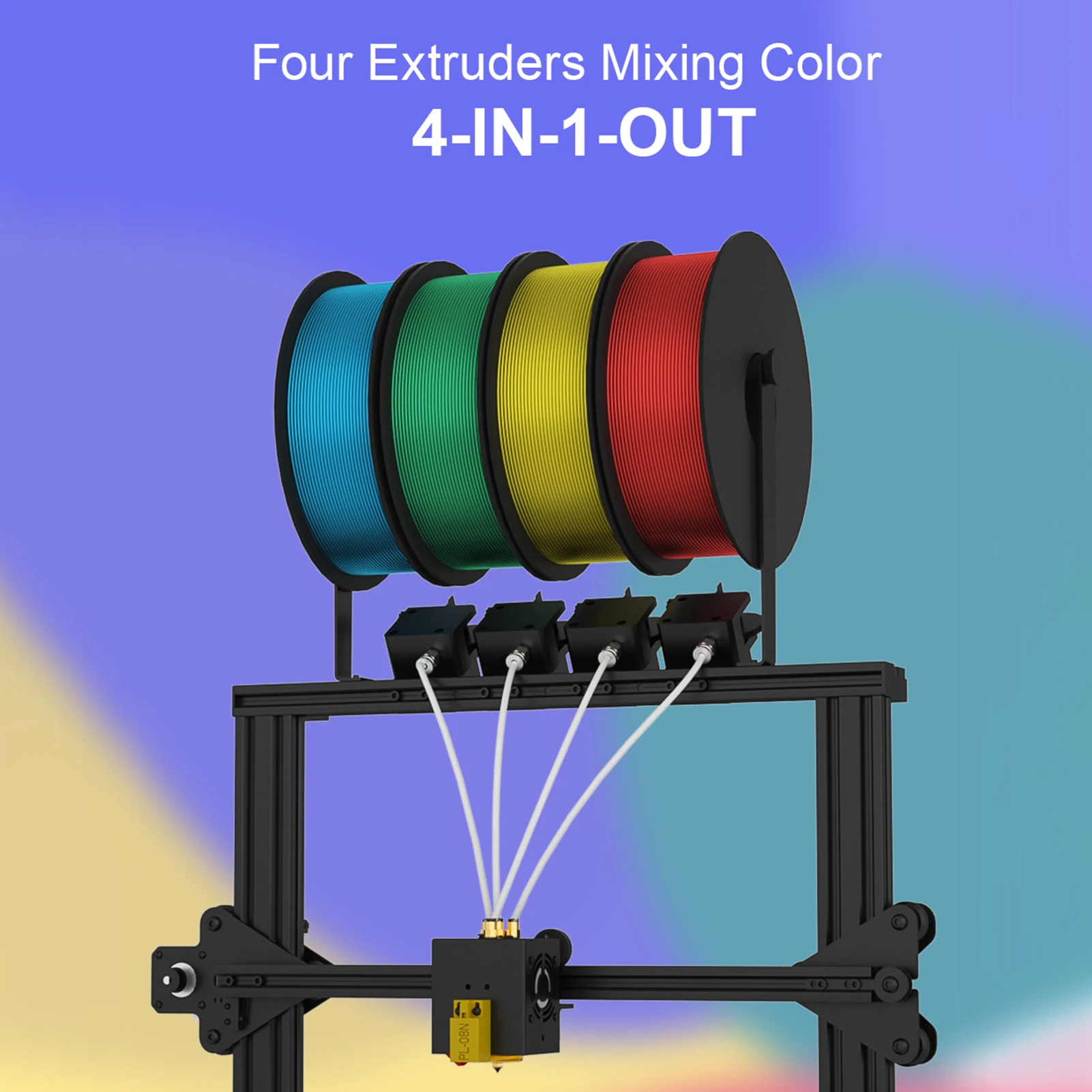 Z8PM4 PRO Printer 3D 300X300X400Mm 4 In 1 Out Extruder Pencetakan Warna Campuran Printer 3D Akurasi Tinggi dengan LCD TFT 4,3in