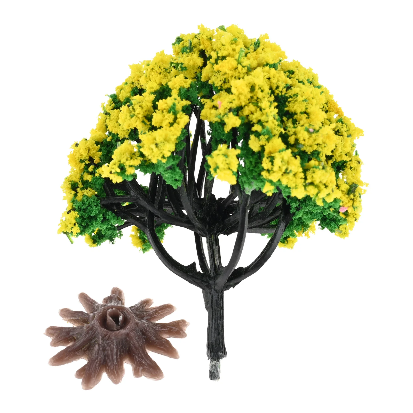 Árbol de flores amarillas en miniatura, 10 piezas, 6cm, modelo de tren, paisaje de árbol Artificial, decoración de ferrocarril, accesorios de paisaje de construcción