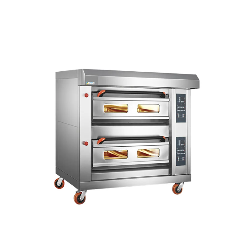 Good Factory Price Luxury Style Commercial 2 Decks 4 Trays LPG Gas Pizza Bakery Oven with Steam Function