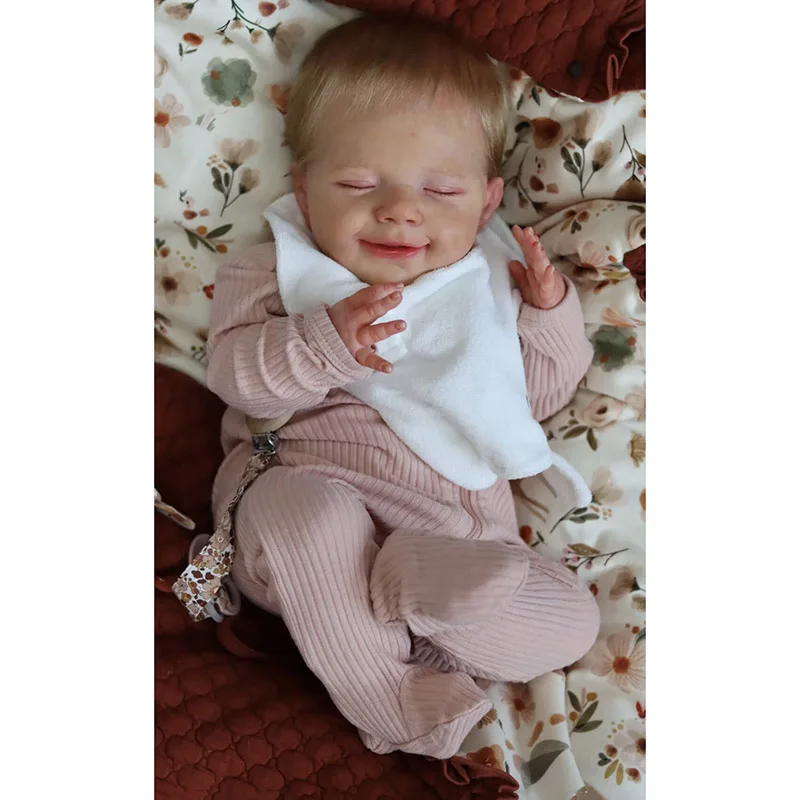 49CM Full Body Silicone Reborn Doll Sleeping April Smile Baby Hand Made High Quality Doll Lifelike Real Baby Collectible ArtDoll