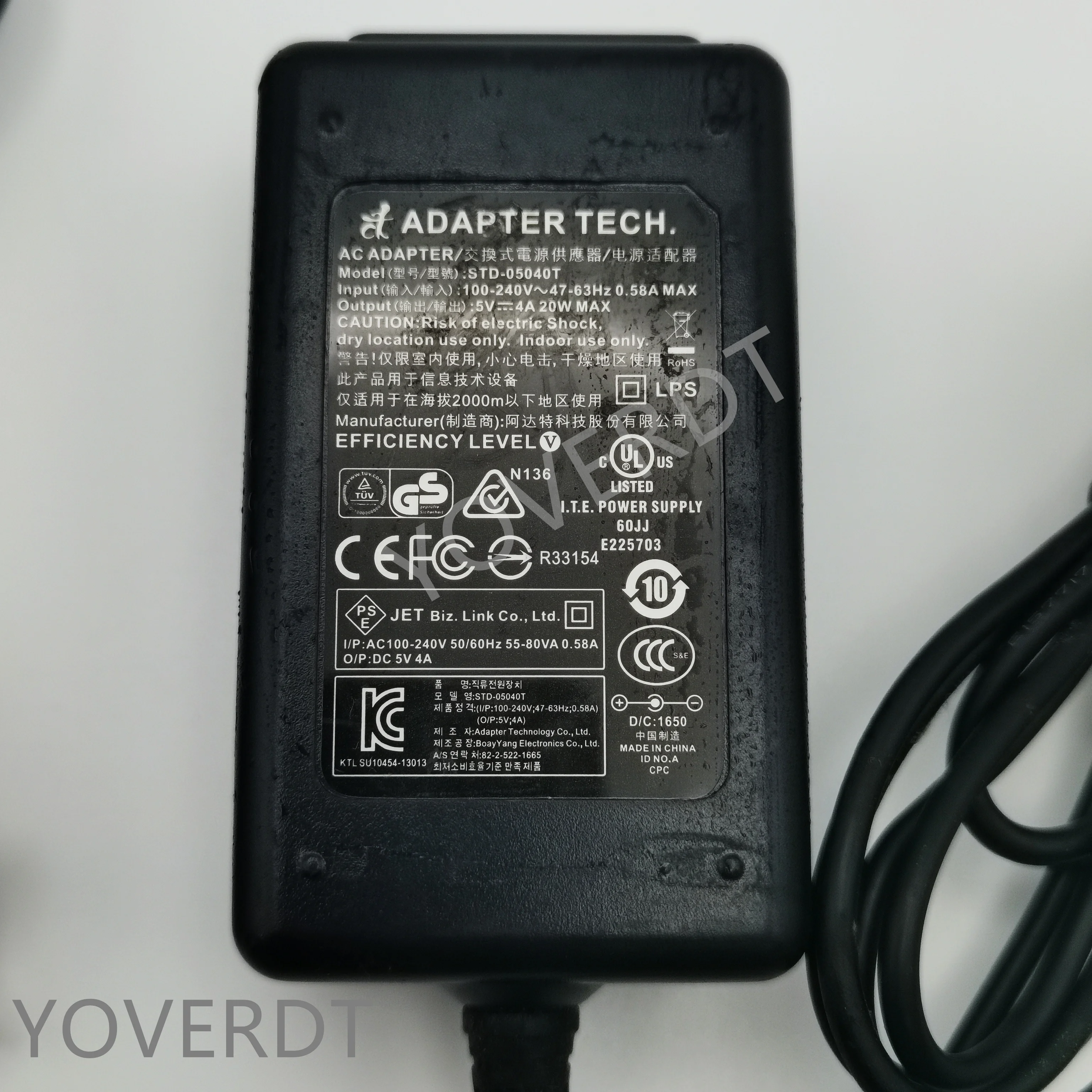 Original AC Power Adapter (STD-05040T) For CipherLAB 9700 Charging Cable Input 100~240V Output 5V 4A