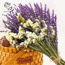 Natural Dried Flower Lavender Mix Baby Breath Bride Mariage Bouquet Decoration Forget Me Not Flower Gypsophila Boho Home Decor