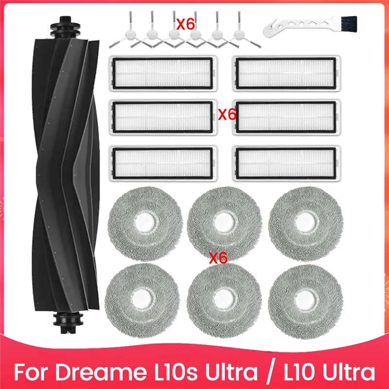 

B51CNEW! Запасные части для Dreame L10s Ultra / L10 Ultra: основная щетка, боковая щетка, HEPA-фильтр, салфетка для протирки, сменные детали.