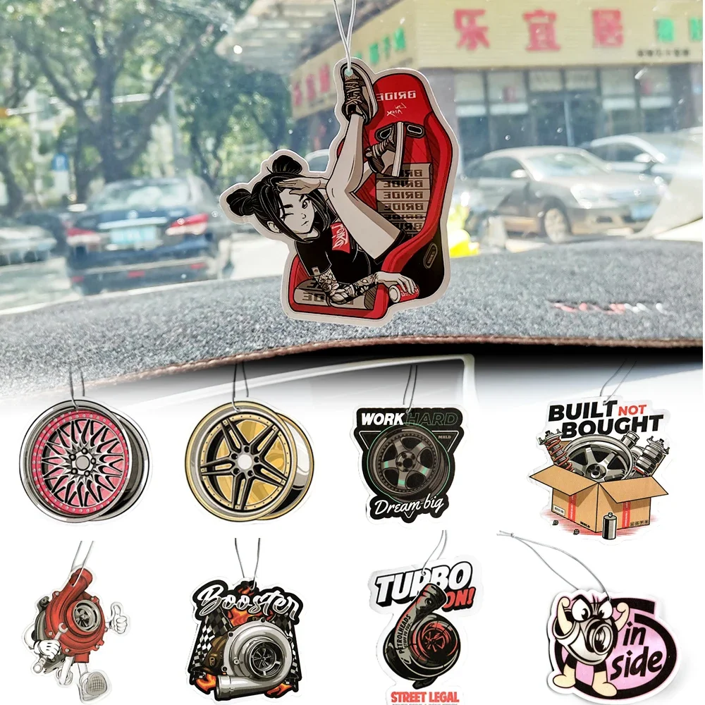 

Newest JDM Car Air Freshener Hanging Car Rear View Solid Paper Turbo Brake Disc Shock Absorber Car Diffuser Interior Accessories