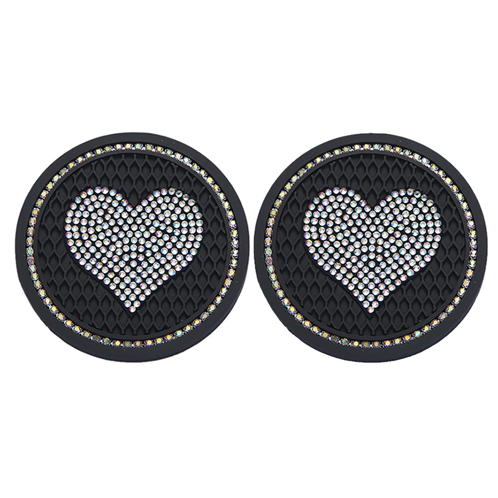 Auto Non-Slip Mat Car Coaster Interior Accessories Bottle Holder Interior Decoration PVC+Rhinestone Water Cup Slot