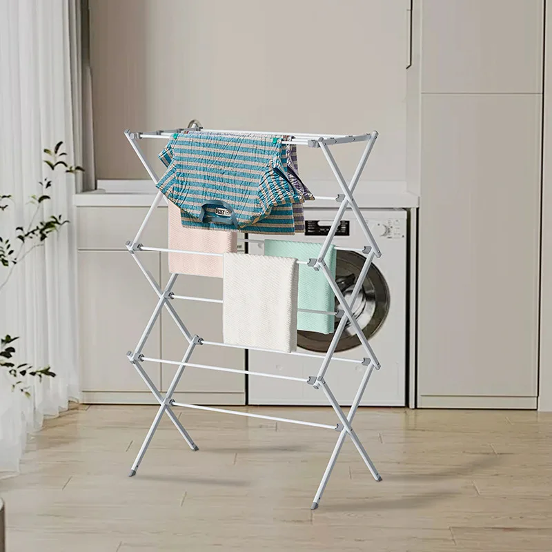 Folding Clothes Drying Rack, Large Capacity Portable Laundry Rack for Balcony, Over Door Towel Dryer for Baby Clothes Socks