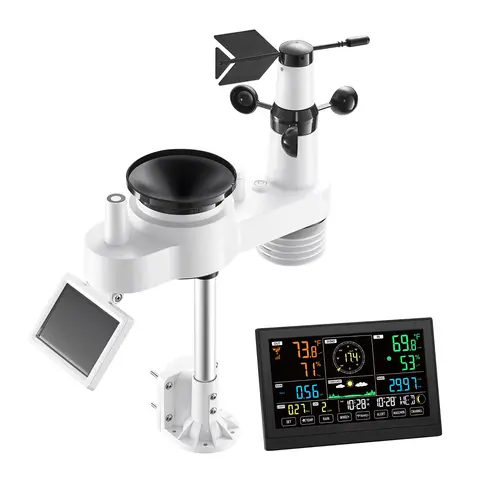 SucceBuy 7-in-1 Wi-Fi Weather Station & APP Control, 7.5-Inch VA Display Solar Powered Sensor, Indoor & Outdoor Weather Forecast