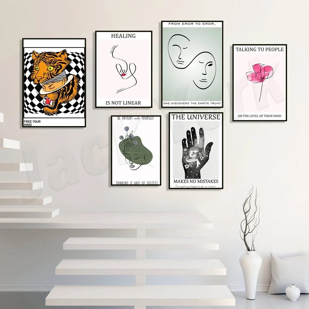 اقتباس فرويد، كن بالصبر بنفسك، ملصق الصحة العقلية، ديكور مكتب معالج بالتشاور العلاجي، طباعة عالم النفس الهادئ #4