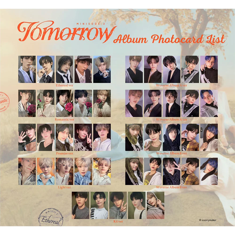 KPOP TOMORROW Album All Set PhotoCard SooBin YeonJun TaeHyun BeomGyu Personal Classic Card Hyuning KAI Fans Collection Gifts