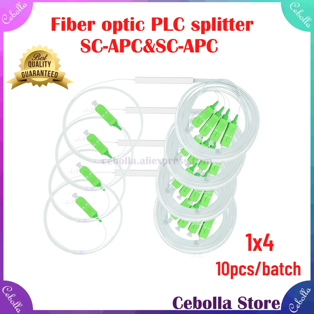 

10pcs/batch Fiber optic PLC splitter SC-APC&SC-APC 1x2 1x4 1x8 1x16 G657A1 FTTH PVC 1m SM 0.9mm Optical fiber distributor