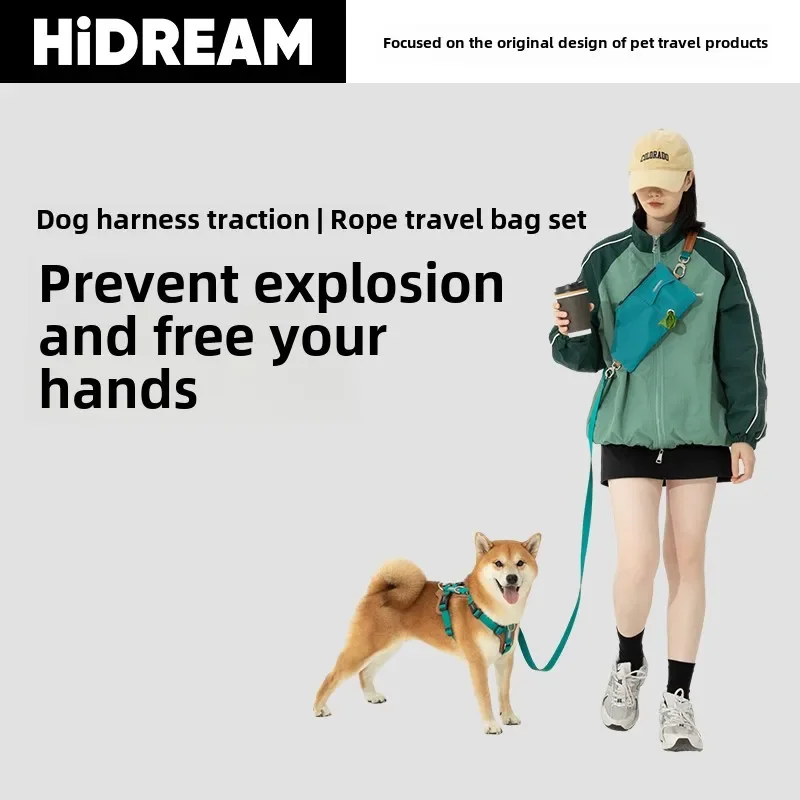 HiDREAM@ Designer Multi-Functional Dog Leash Harness Bag Set, Lead Two Dogs, Adjustable, Hand Free, High Quality, pet supplies