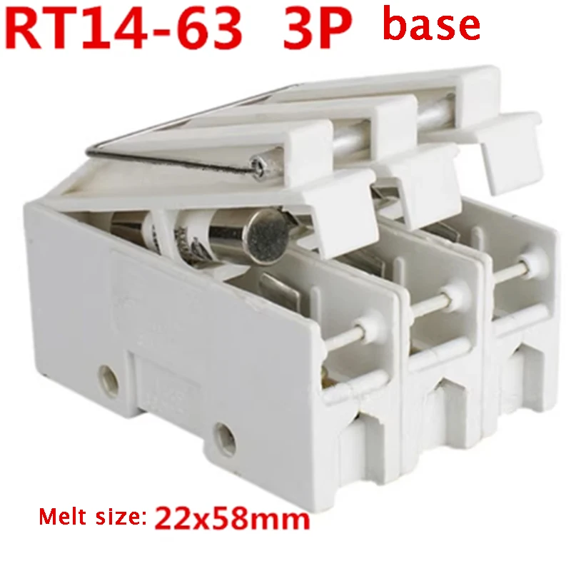 

Основание предохранителя RT14-63 3P 380 В 63 А 22x58 мм Поддержка трубки без предохранителя для защиты электрической цепи