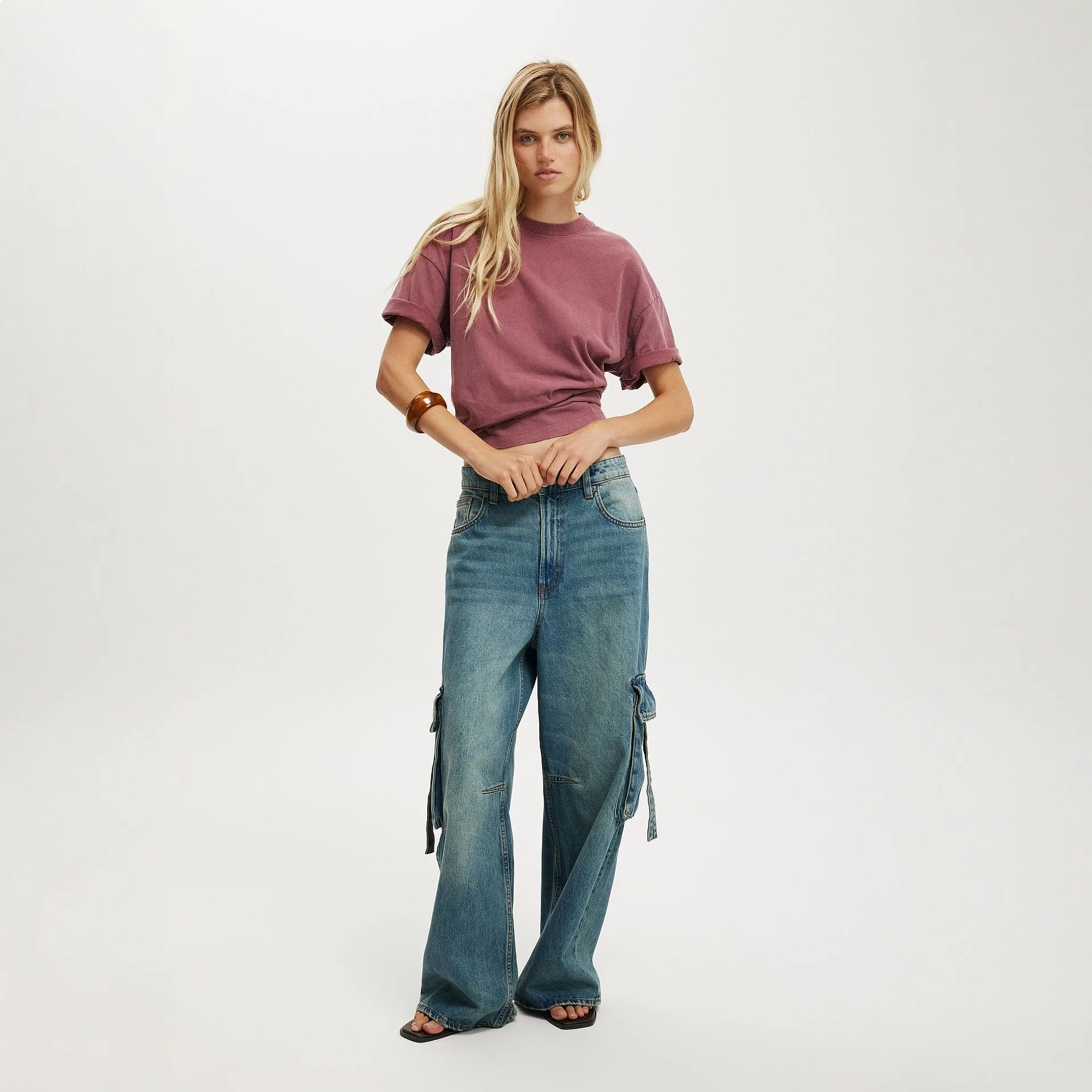 Jean Cargo Pants for Women Baggy Wide Leg Distressed Washed Jeans Spring Summer
