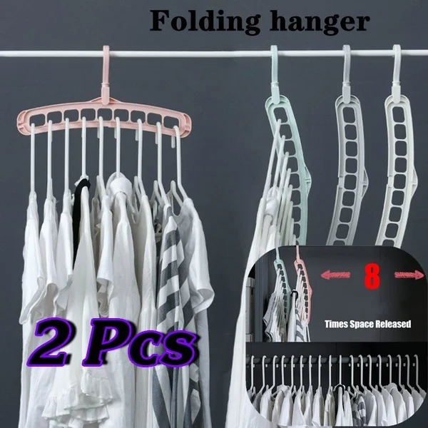 

2Pcs Holes Plastic Magic Hanger Clothes Rack Clothing Hook Closet Organizer Creative Folding Wardrobe Storage Hangers