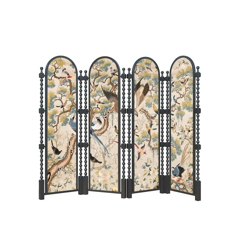 

French antique screen, folding mobile, living room partition, American hotel