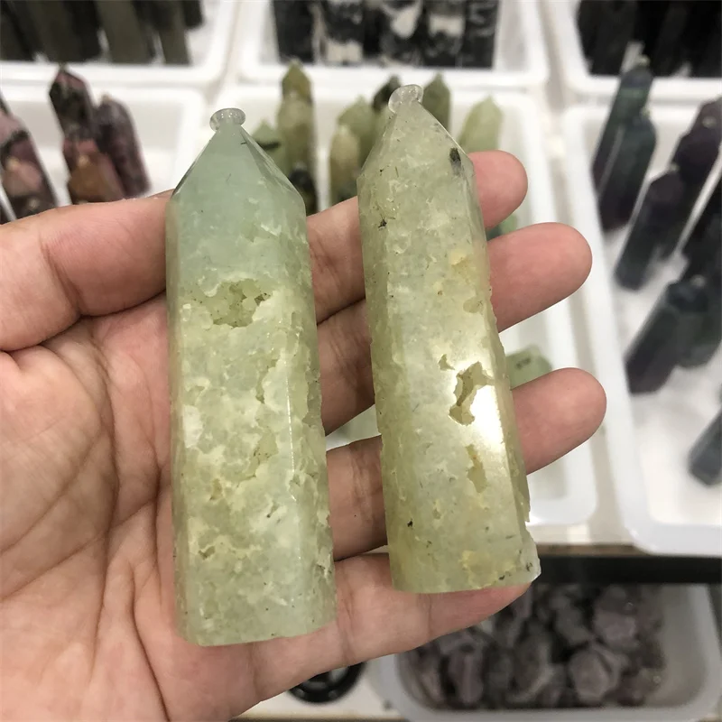 1kg Wholesale Natural High Quality Prehnite Points Quartz Crystal Point For Decoration
