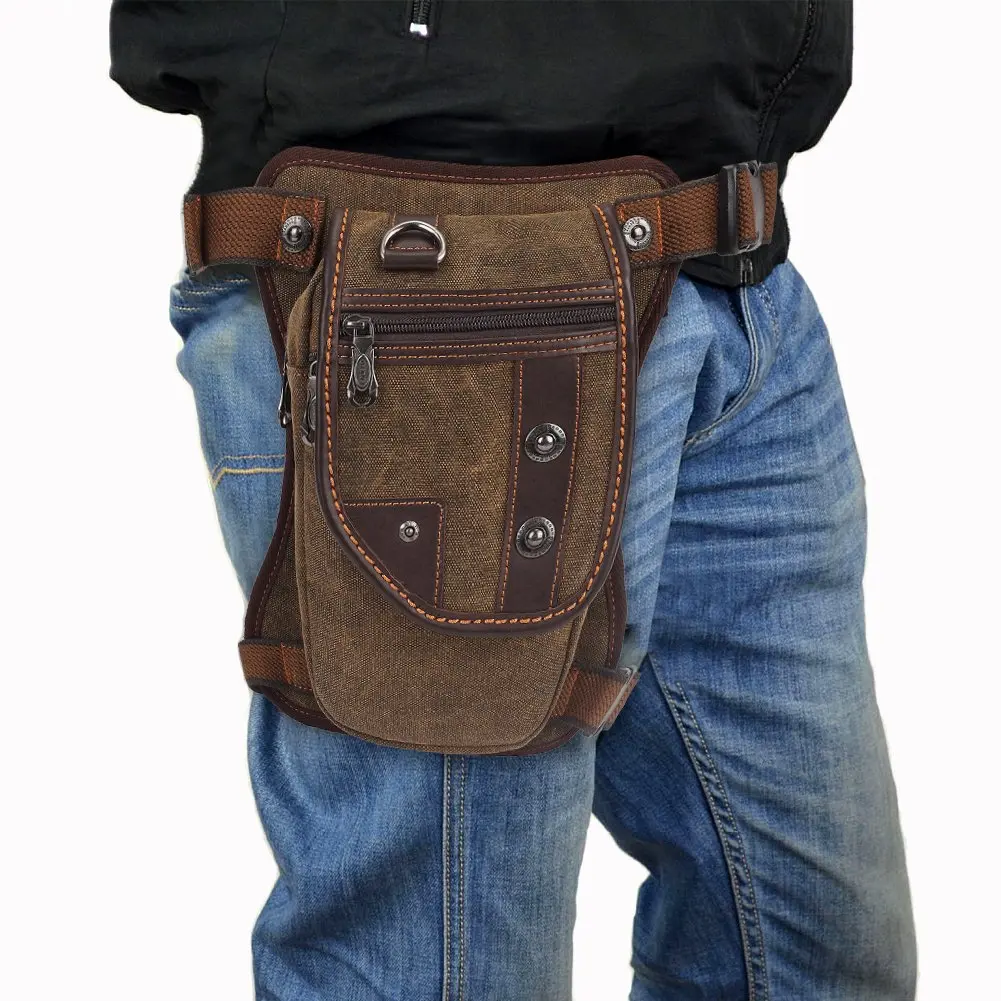 محفظة متعددة الوظائف، حقيبة ساق معلقة عسكرية تكتيكية، حقيبة كتف صغيرة للجري والتخييم والمشي لمسافات طويلة والدراجات النارية، بني داكن #1