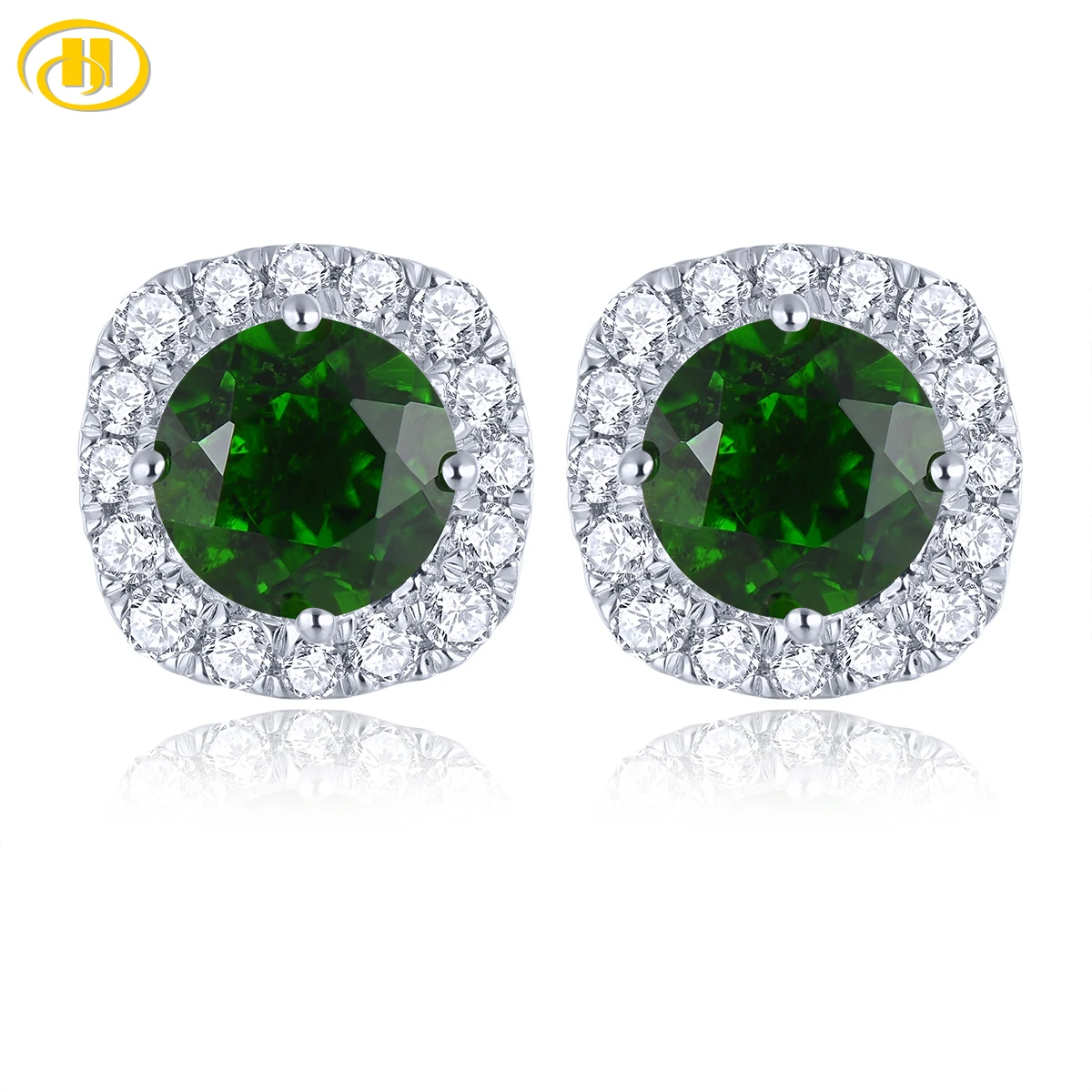 

Natural Chrome Diopside Solid Sterling Silver Stud Earring 1.1 Carats Genuine Gemstone Classic Fine Jewelrys Women Daily Style