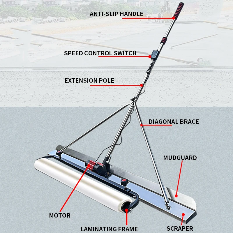 

Бетонная электрическая вибрационная нивелирующая машина с питанием от литиевой батареи, цементный раствор, обратная выравнивающая пластина, вибрирующая винт