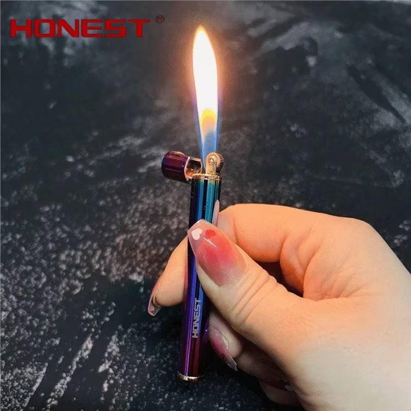 

HONEST Mini Smoke shaped Grinding Wheel Lighter Metal Portable Outdoor Inflatable Lighter Cigarette Accessories Smoking Gifts