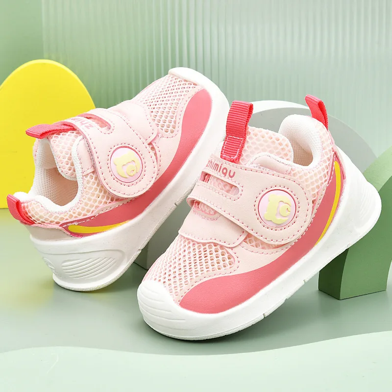 Zapatos transpirables de verano para niños pequeños, Zapatillas de malla de aire a la moda para bebés y niñas, zapatillas antideslizantes de suela