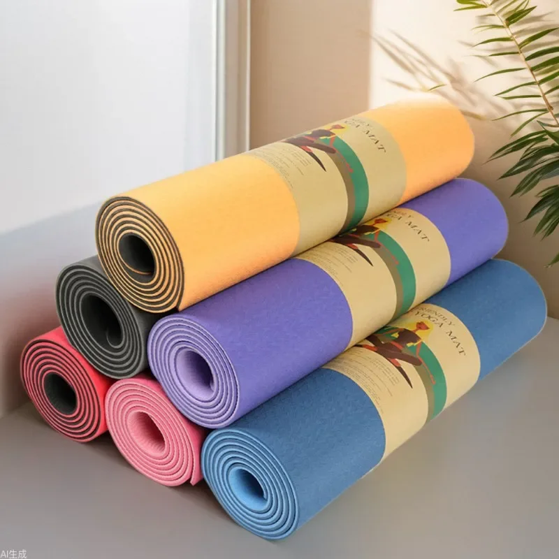 Yoga Mat Pilates Fitness Mat 8mm Thicknes Non Slip Yoga Cushion Travel Fitness Exercise Pad for Women Home Gym Floor Workout