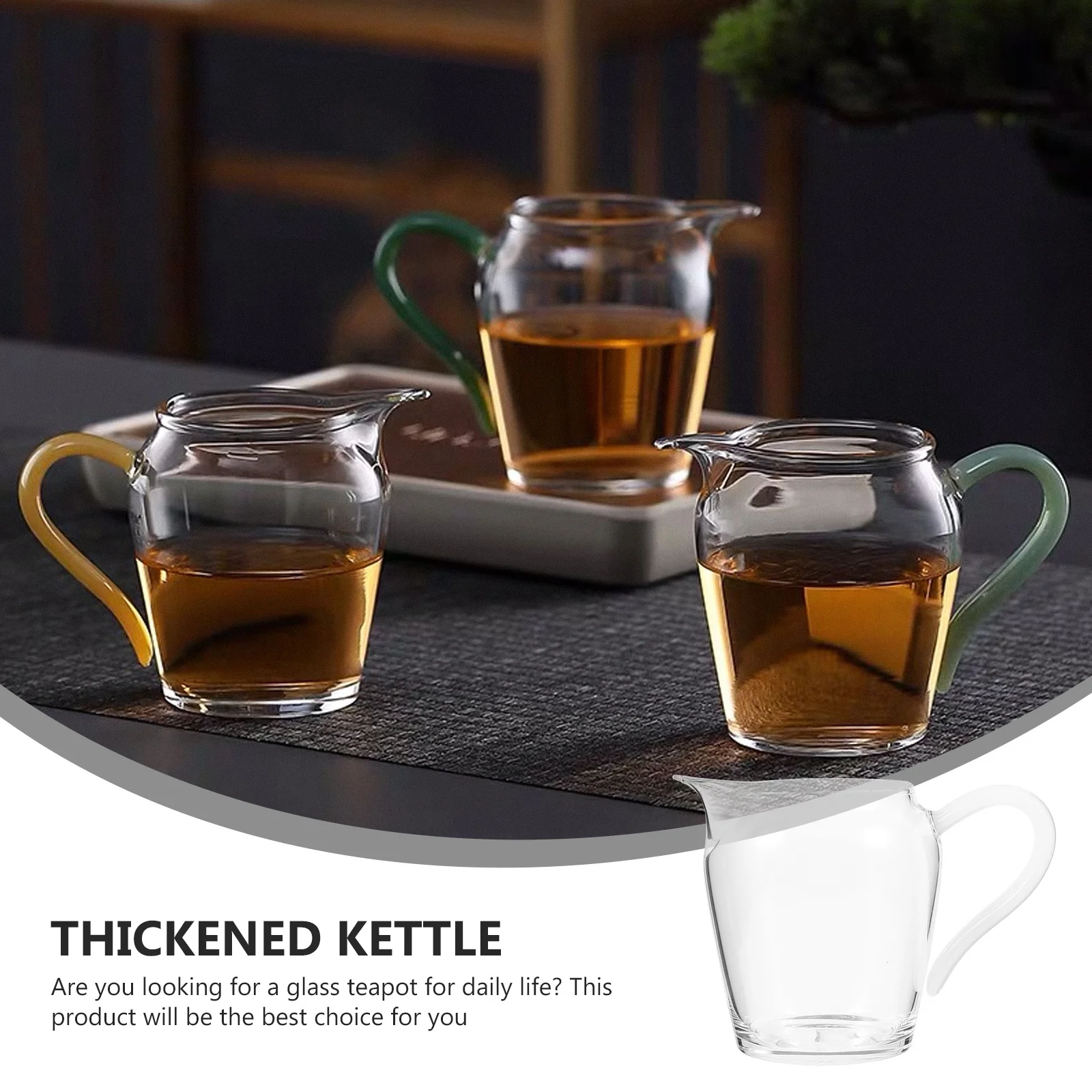 

Glass Pitcher Heat-Resistant Teapot Thickened Glass Tea Dispenser Household Kettle Elegant Jade Handle Design