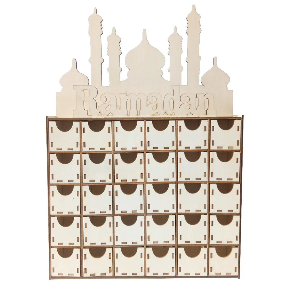 

3pcs Wooden Countdown Calendar Ramadhan Festival Decorations Home Table Drawer Eid Mubarak nament Craft Islamic Holiday