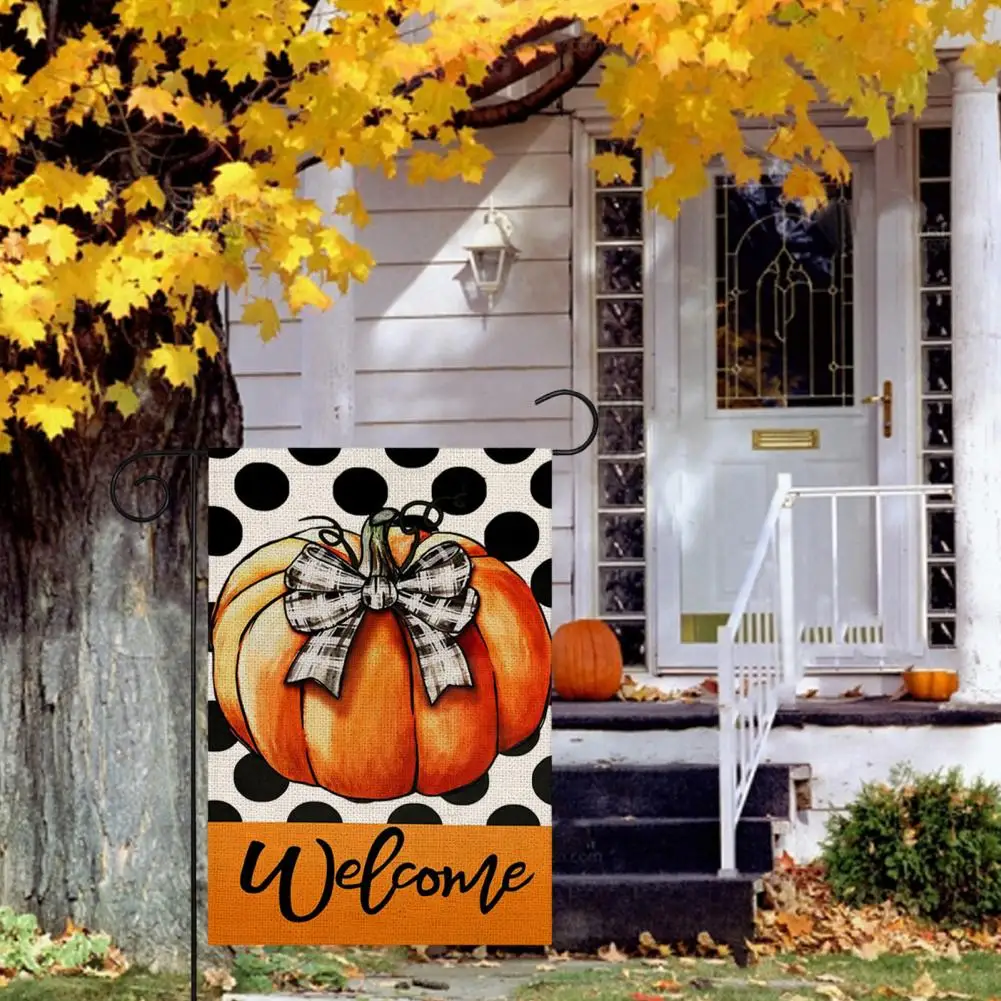 Thanksgiving Garden Decor Weatherproof Outdoor Flag Autumn Harvest Pumpkin Garden Flag Farmhouse Rustic Burlap Outdoor for Fall