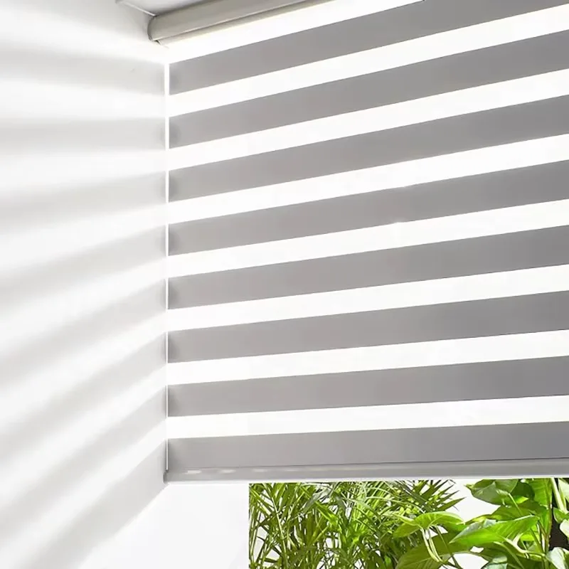 

【Fashionable】Custom Made Motorized Window Blinds Blackout Blinds Shades Dual Stripe Shades Day And Night Roller Blinds For