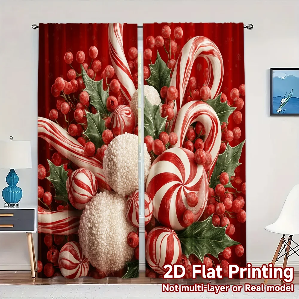 2D Flat Printing,JIT 2pcs, Curtains (Without Rod) Candy Swirl Bliss Creative Modern Curtains Polyester Easy Install Curtains