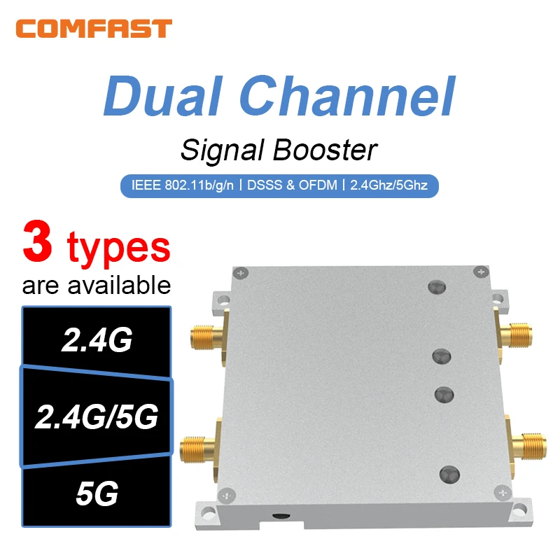 

Wifi Amplifier 4W Dual Channel Signal Booster 2.4GHz 5.8Ghz Amplificador Wireless Range Extend Drone Wi Fi Router AP Plug Play