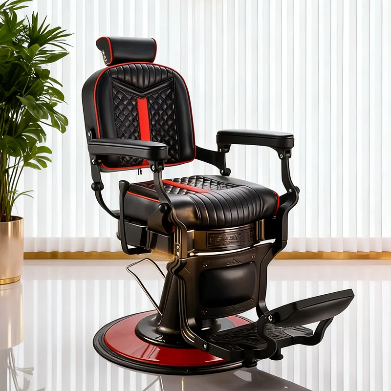 Barbershop Furniture Heavy Duty Hair Dresser Shaving Chair Luxury Round Base Styling Barber Chair for Men