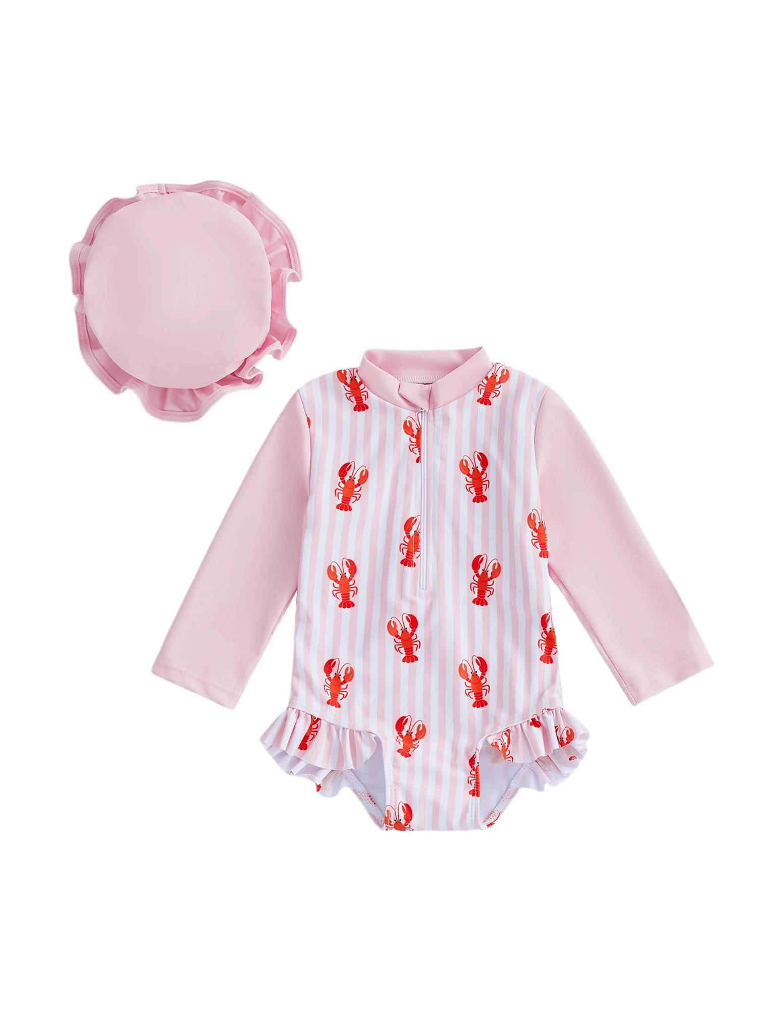 

Купальник для маленьких девочек с защитой от солнца UPF 50, и милым принтом фламинго для пляжного бассейна, отдыха