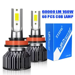 ZTZPIE Pure White 6000K 160W 60000LM H7 H4 H11 9005HB3 9006 HB4 H1 60 Cob Canbus Led Headlight Bulb Car Fog Light Auto 12V
