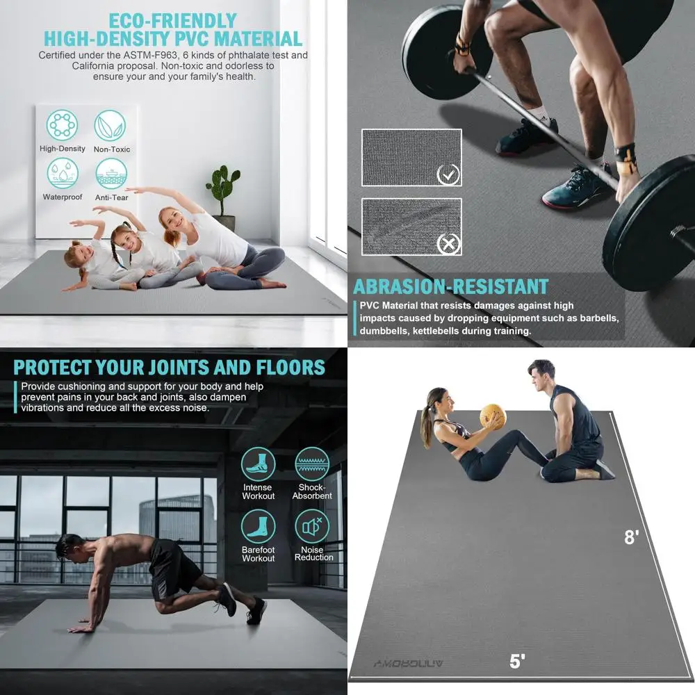 

Extra-Large 8x5 or 12x6 Home Gym Mats - Heavy Duty Fitness Flooring for Yoga, Cardio, Weightlifting, MMA, and Jump Rope