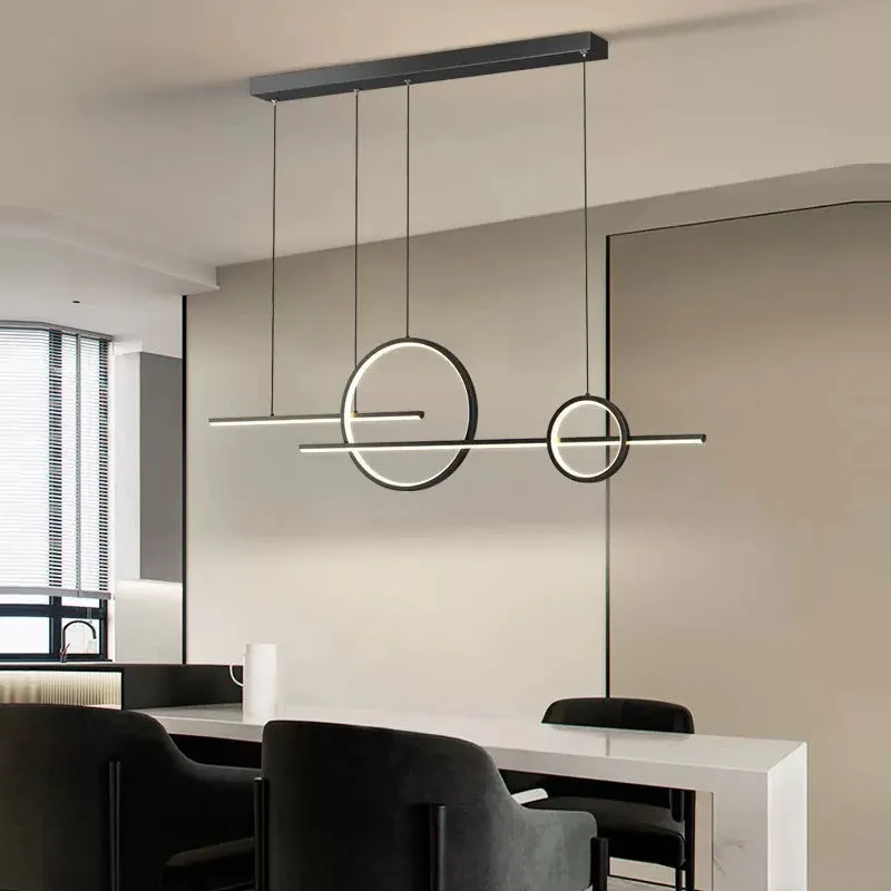 Nordic Minimalist LED Pendant Light With Simple Strip Design For Bar Counter Roundabout Office Living Room Study Room Studio