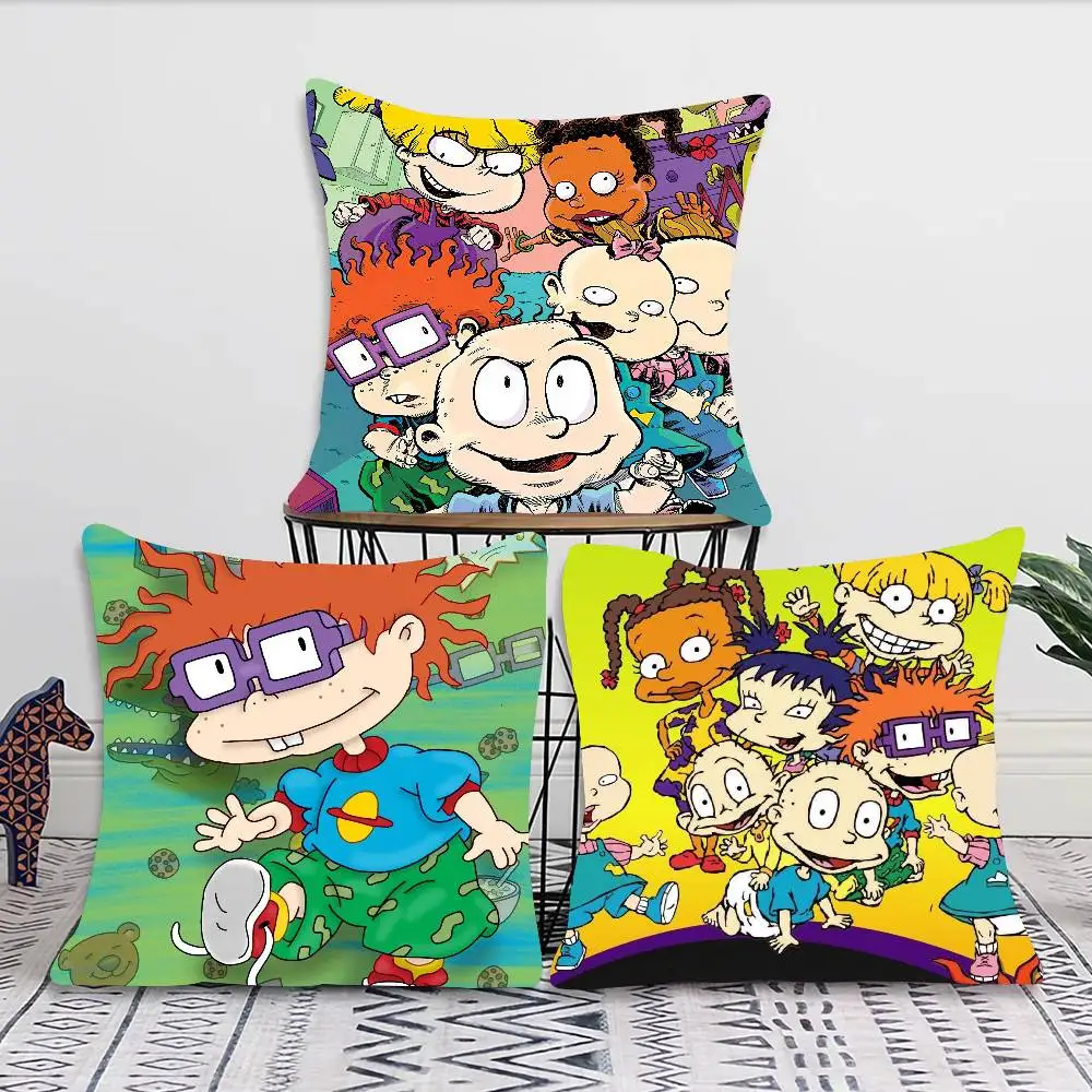 Cartoon R-Rugrats Anime Pillow Case Fashion Square Pillowcase Bedroom Sofa Room Ins Decoration Leisure