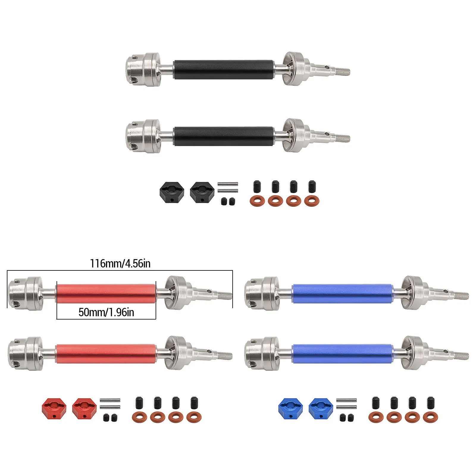 

Rear Drive Shaft CVD Electroplating 45 # with Hard Steel Head and Aluminum Alloy Tube for ARRMA 1/10 2WD Goron