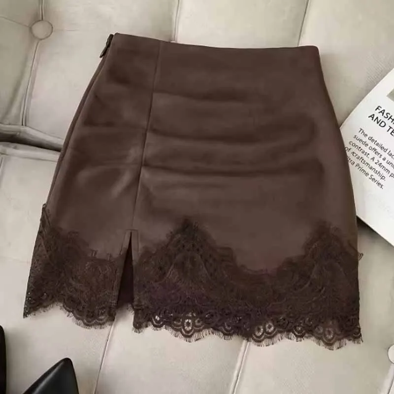 2026 new Skirts for Women Slim High Waist Women Skirt Lace Folds Slit Package Hip A-LINE Mini Skirt Women Faldas Skirts Q7217