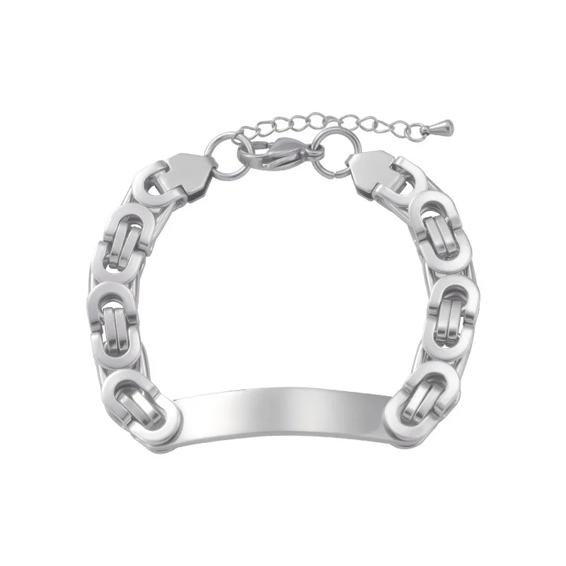 5pcs/Lot Stainless Steel Bracelet 8mm Curb Cuban Chain Smooth Bar ID Bracelets for Men Women Hip Hop Party Rock Jewelry