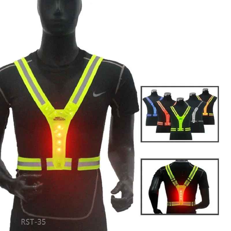 Safety Cycling Reflective Safety Vest Electric Scooter Flashing Vest USB Rechargeable LED Vest Running Jogging Fishing