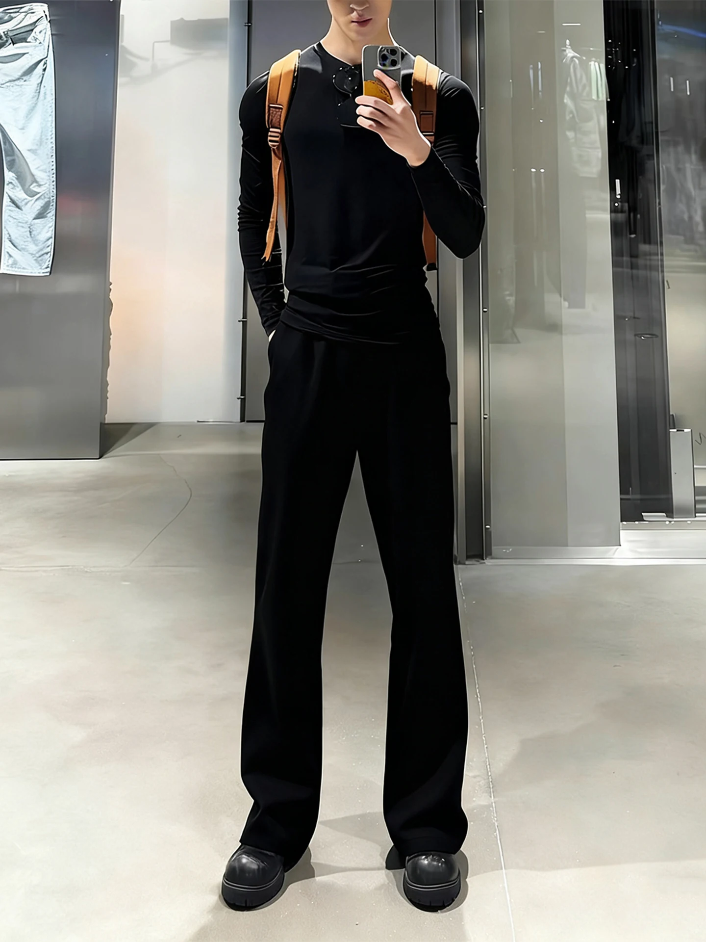 

Cleanfit Bla Fce Lined Knife Jeans Men's American High Street Slim Straight Leg Micro Flare Pants Youth Faion