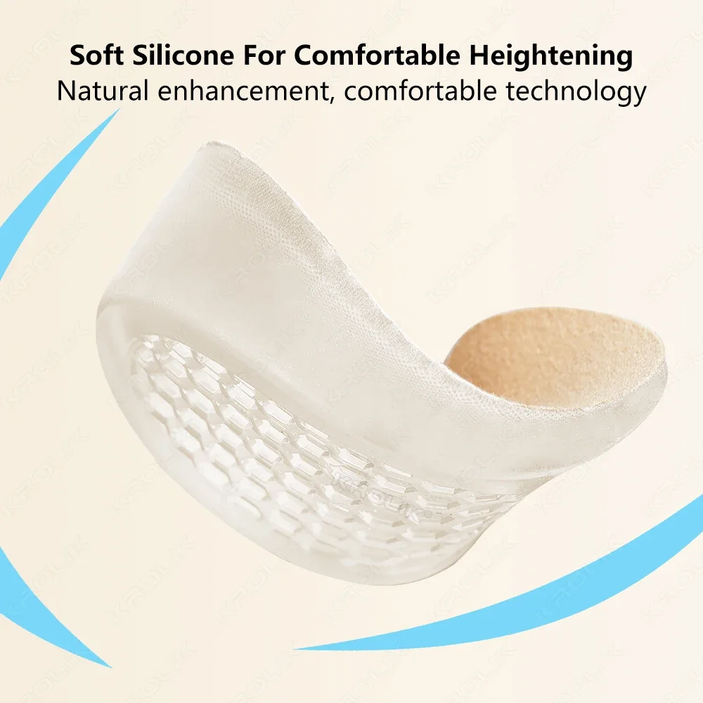 نعل داخلي لزيادة الارتفاع من جل السيليكون، حشوات رفع الكعب، واقي للعناية بالقدم، وسادة مرنة لدعم قوس القدم للجنسين #4
