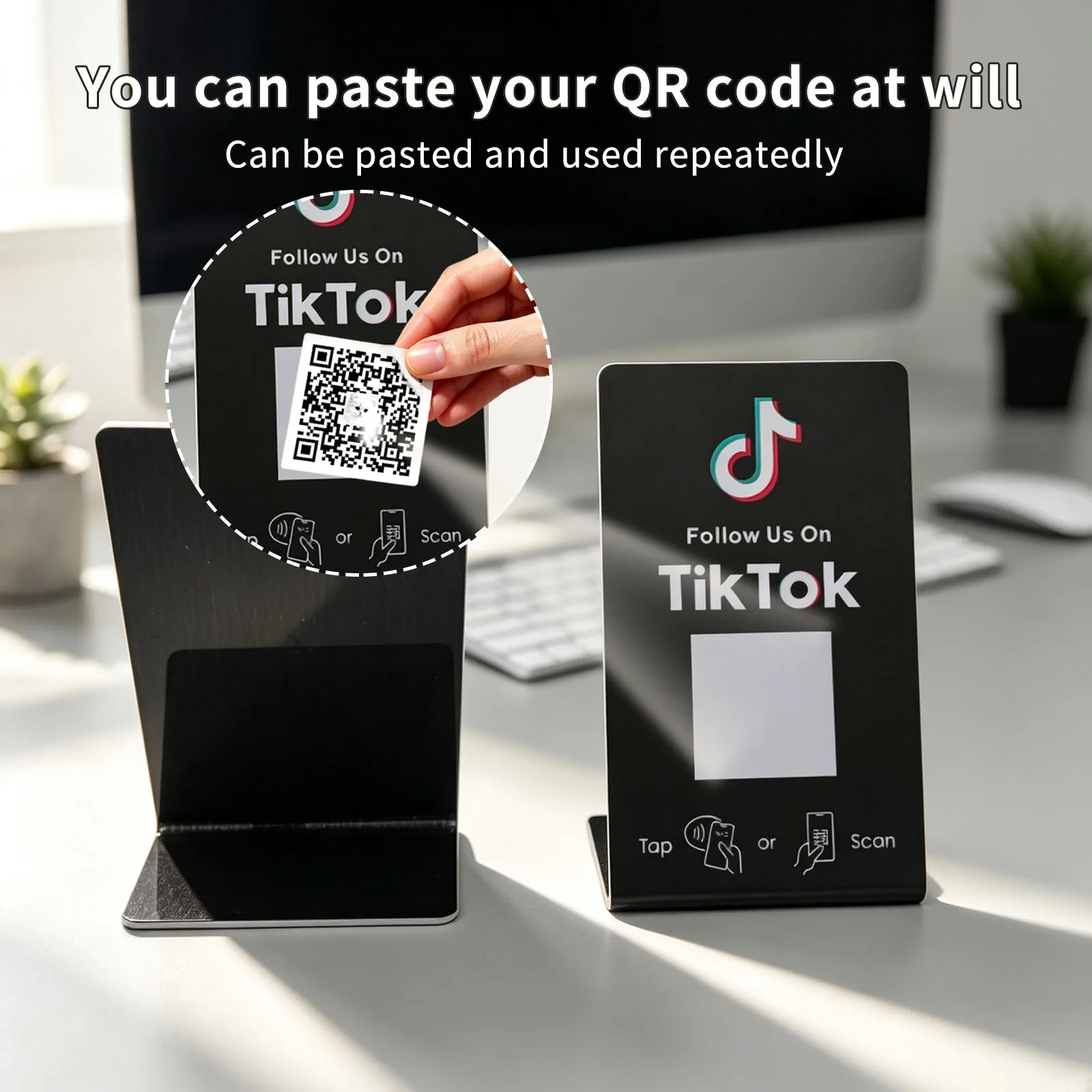 NTAG215 NFC Table Stand Card Programmable Google Review Display Stand 13.56MHz QR Code Feedback Sign For Store Shop Salon view 3