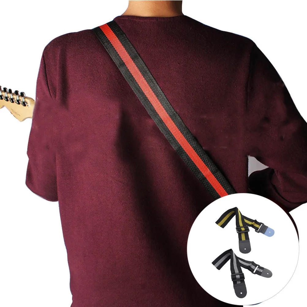 

2 Pcs Guitar Strap Parts Straps Neck Electric Bass Acoustic Adjustable Accessories Lanyards Stripe Shoulder Universal Belt